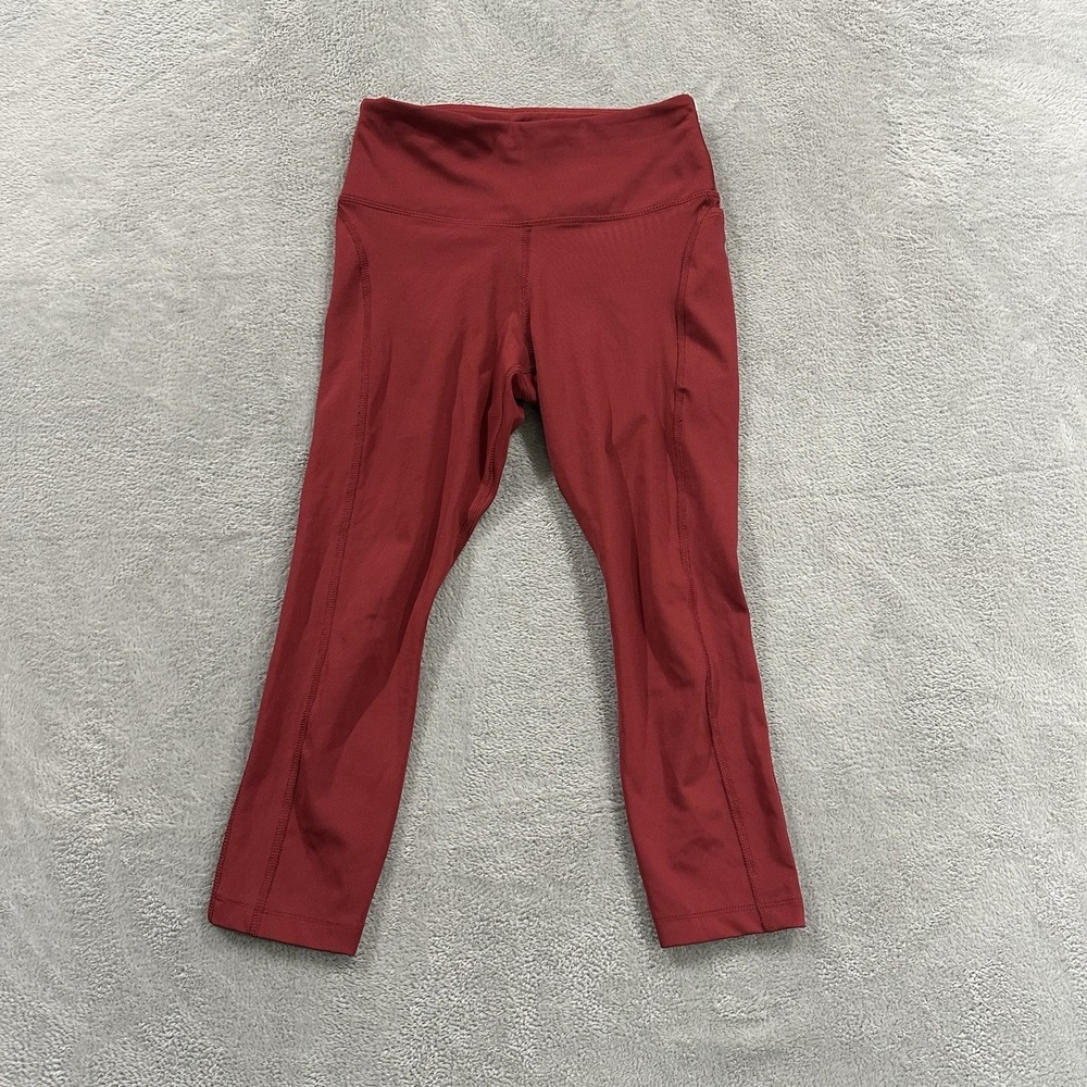 Nike Dri Fit Cropped Leggings Women Small Yoga Pants Red Athelisure Gym Pilates